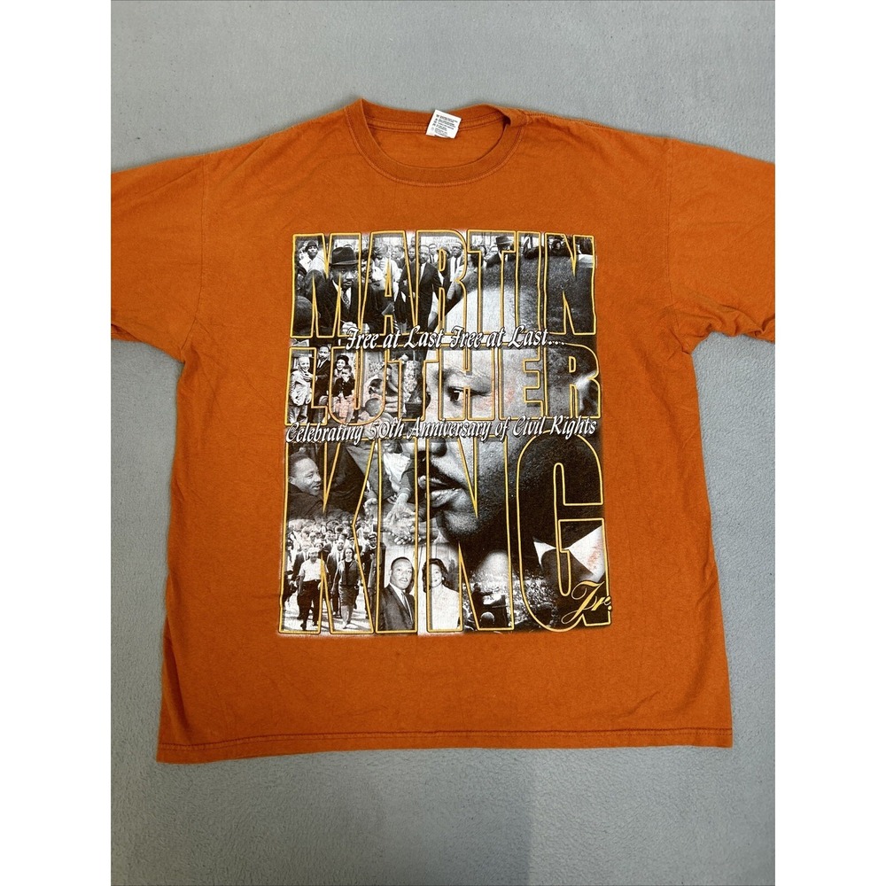 Martin Luther King Jr. T Shirt Mens Size XL Rap Tee 50th Anniversary Orange MLK
